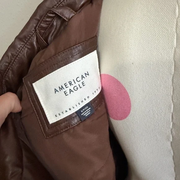 American eagle cropped faux leather bomber jacket S - Picture 5 of 6